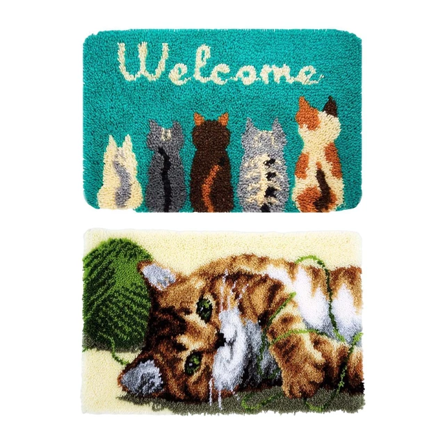 Cat Latch HAZLO TÚ MISMO Juego de Fabricación de Alfombras Hilo de Ganchillo Sin Acabar Juego de Alfombras para
