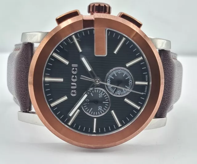 Gucci G-Chrono YA101202 XL  Brown Leather Men's Swiss Watch