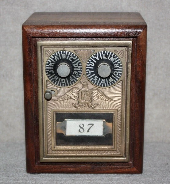 ANTIQUE USPS P O Post Office Box Door Bank With Combination 82.00