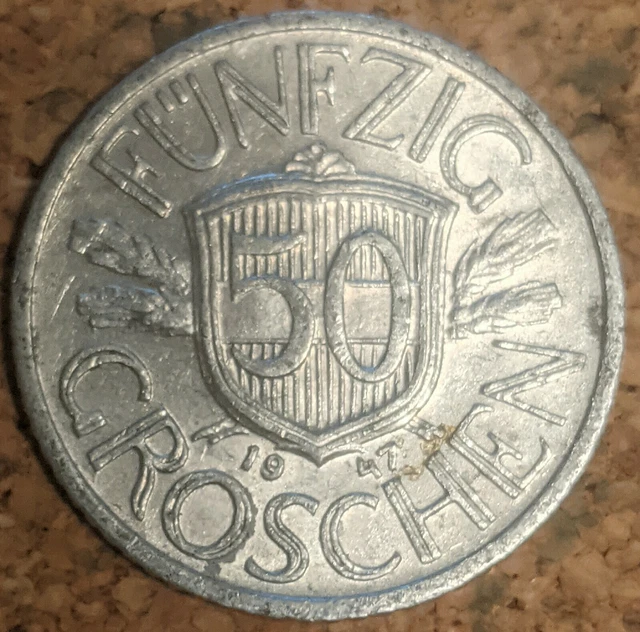 Austria 50 Groschen 1947 Coin