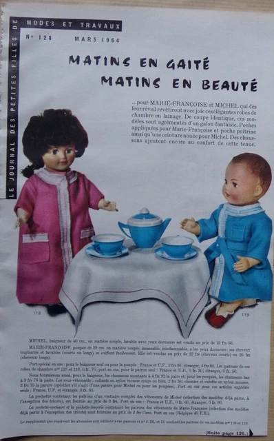 Page De Magazine Modes Et Travaux Février 1983 - Modèles Poupées Marie Françoise Et Jean Michel - Tricot