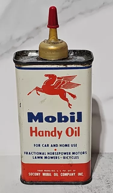 Vintage Advertising Mobil Oil Handy Auto Oiler Tin Can 4 Oz Empty Winged Horse