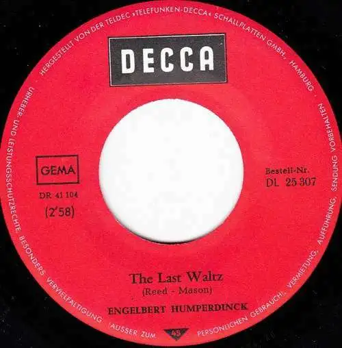 Engelbert Humperdinck - The Last Waltz / That 7" Single Vinyl Sch 3