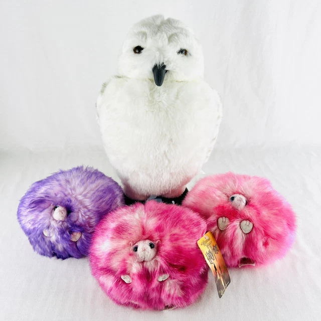 Harry Potter LOT of 4 Plush 3 Pygmy Puffs 1 Hedwig Owl Swivel Head Puppet