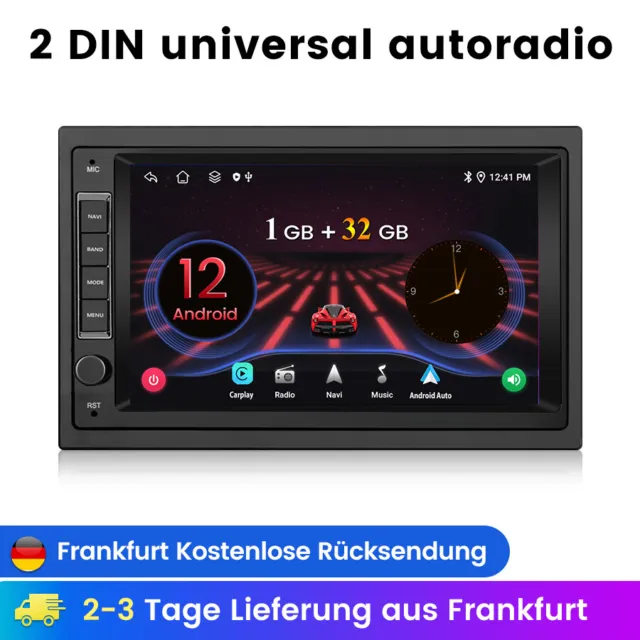 DAB+ Android 12.0 Autoradio Bluetooth 2 DIN Carplay 32G 7 Zoll GPS NAVI RDS WIFI