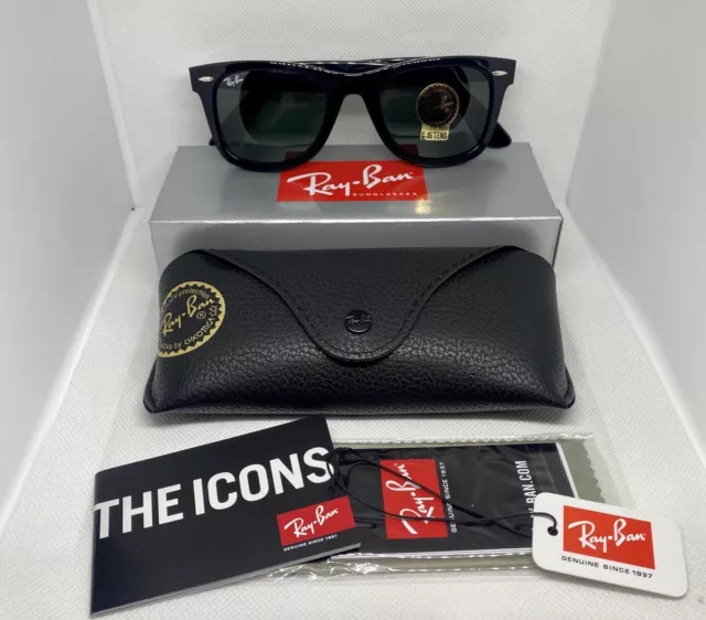 Ray-Ban Wayfarer Classic RB2140 901/58 50-22 Gafas de Sol en Negro Brillo Verde