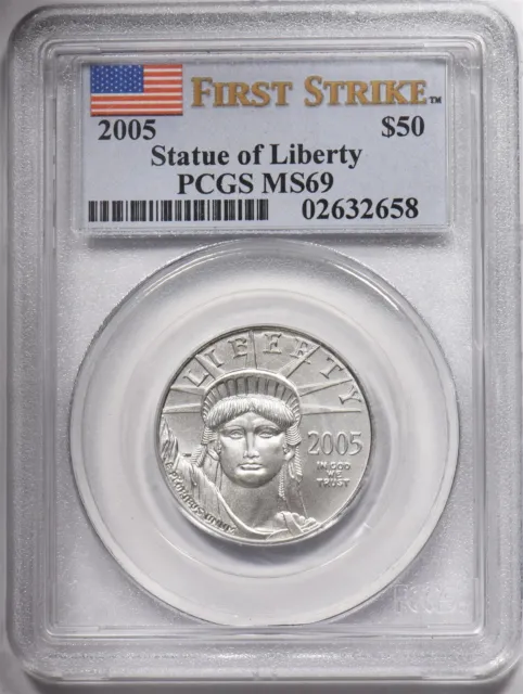 2005 Platinum Statue of Liberty 50 Dollars 1/2oz PCGS MS69 PC1597