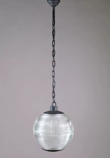 Paris Holophane 16 in. Pendant Street Light with Cross Reeded Glass