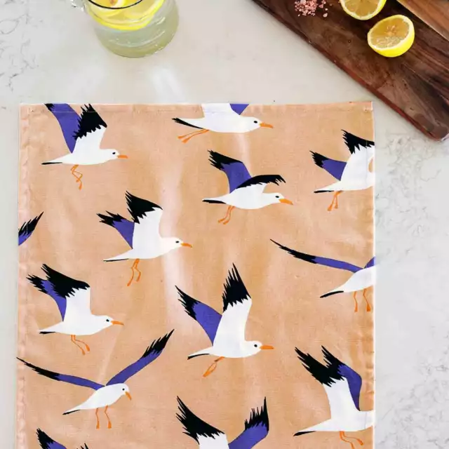 SEAGULLS 100% Cotton Tea Towel Australian Designed Kitchen Dish Cloth Birds