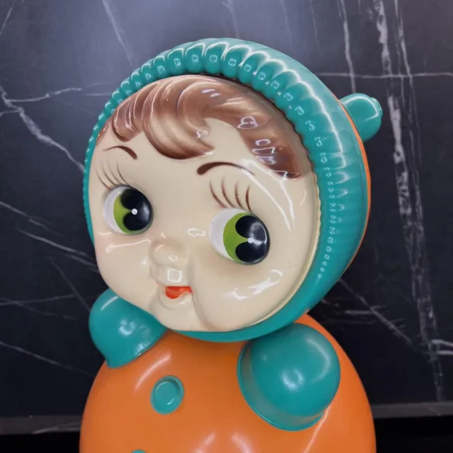 Grand Vintage USSR Kids Plastic Celluloid Doll Roly Poly Toy Nevalyashka 39 cm 2