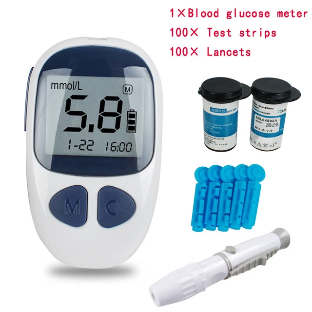 Kit de glucosa en sangre Carejoy glucómetro medidor de azúcar monitor diabetes + tiras reactivas