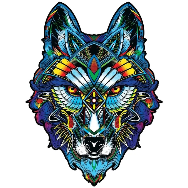 Wolf Animal Shaped Jigsaw Puzzle 3D Wooden DIY Crafts Educational Birthday Gift