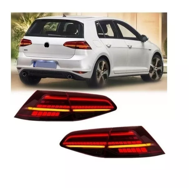 2 Feux Arriere Led Rouge Pour Vw Golf 7 Look Gti R Phase 2 De 11/2012 A 2019