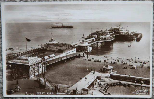 Original West Pier Brighton Wardell's Real Photographic Postcard Sussex A.W.W.