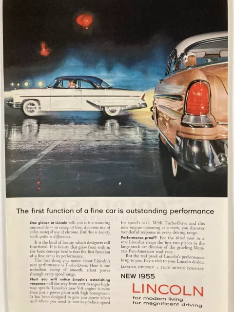 1955 Lincoln Capri 2 Door Print Ad For Modern Living