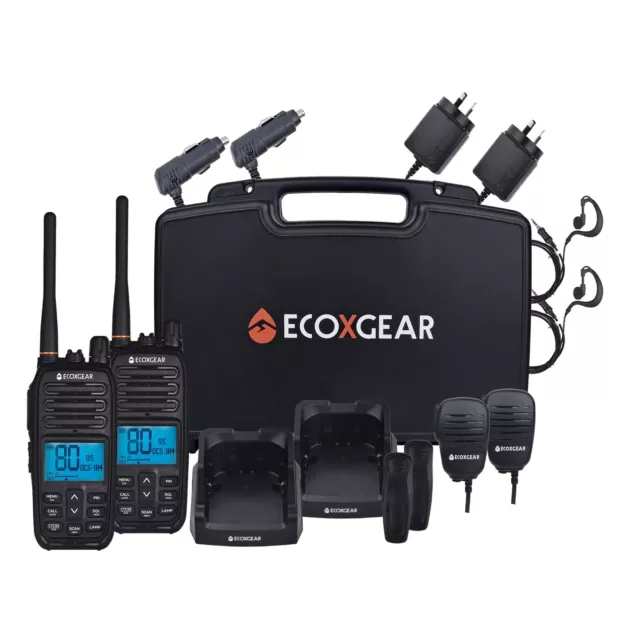 ECOXGEAR EXG500 5 Watt IP67 Long Range UHF CB Handheld Radio Deluxe Twin