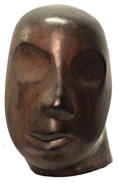 Head, French Modernist Hand-Carved Wood Sculpture, ca. 1950