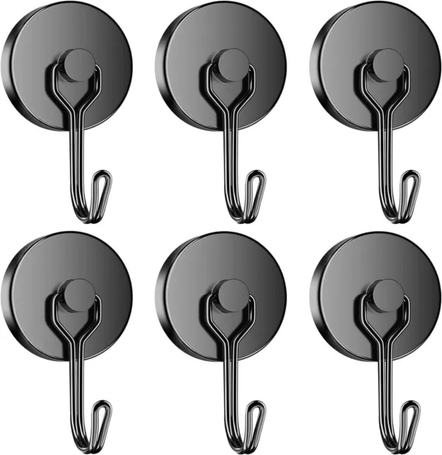 6 Pack Magnetic Hooks Heavy Duty, 35LBS Swivel Swing Neodymium Magnet Hooks