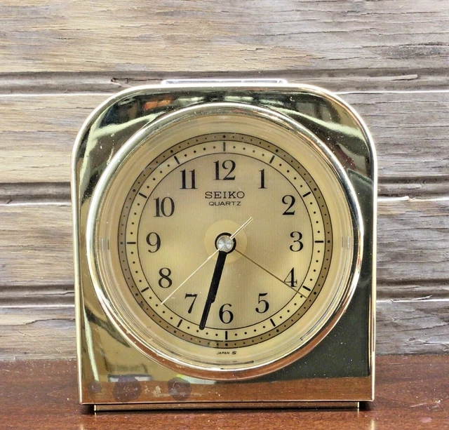 VINTAGE SEIKO QUARTZ Table Desk Clock JAPAN Gold Tone FOR PARTS ONLY