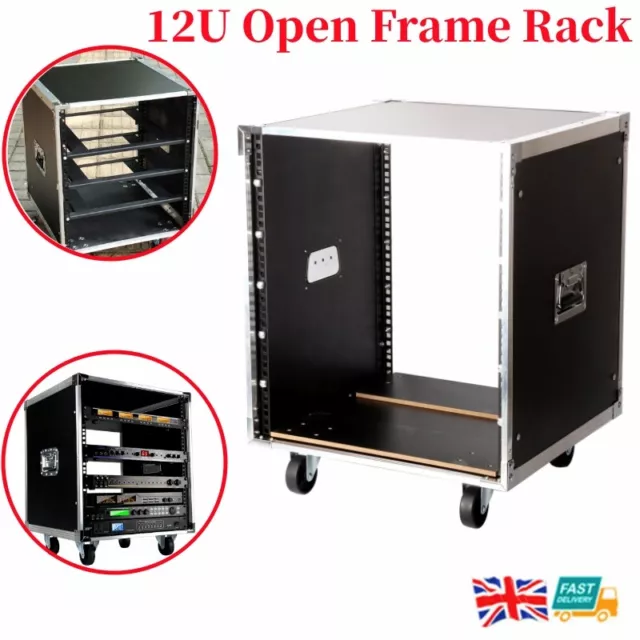 12U Open Frame Rack Mobile Server Cabinet w/wheels AV Computer Equipment Storage