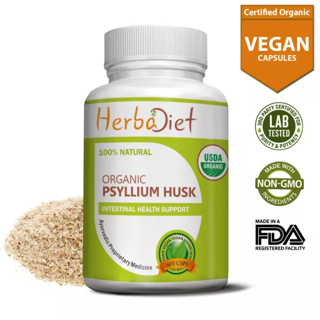 Psyllium Husk Capsules Soluble Fibre Detox Colon Cleanse Weight Loss Prebiotic