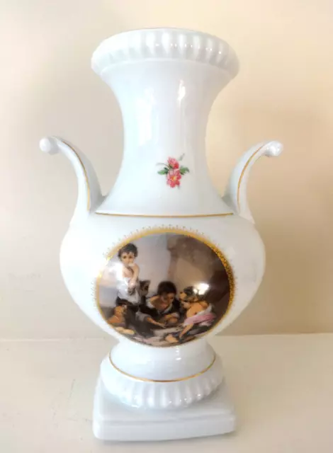 Vtg Bareuther Waldsassen Bavaria Germany Urn Vase Handpaint Double Sided Floral