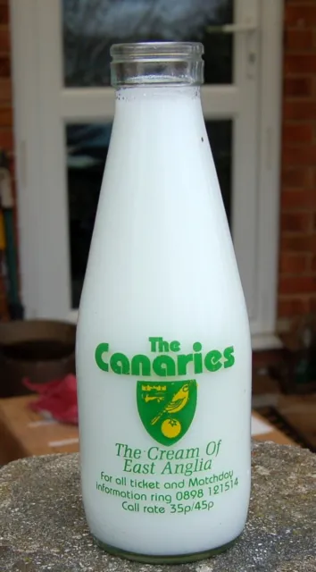 milk bottle :  lovely old Norwich City Football " Canaries " : dairy