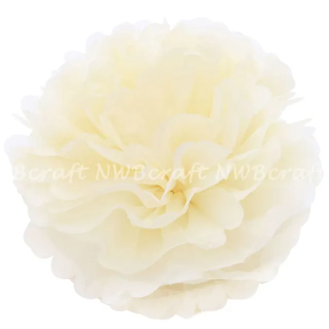 Ivory Cream Tissue Paper Pompoms Flower Balls Wedding Party Decoration