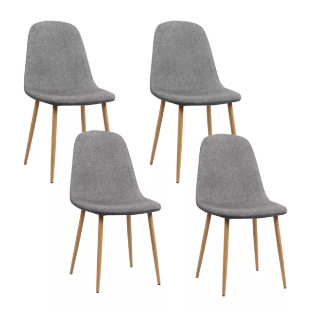 Artiss 4x Dining Chairs Fabric Chair Seat Kitchen Cafe Modern Iron Light Grey