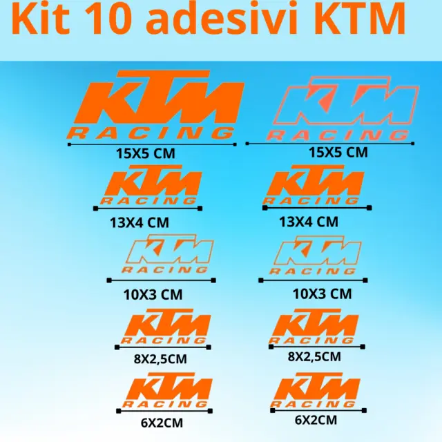 Kit 10 Adesivi Ktm  Racing Varie Misure Adesivi Moto  Ktm  Colore A Scelta