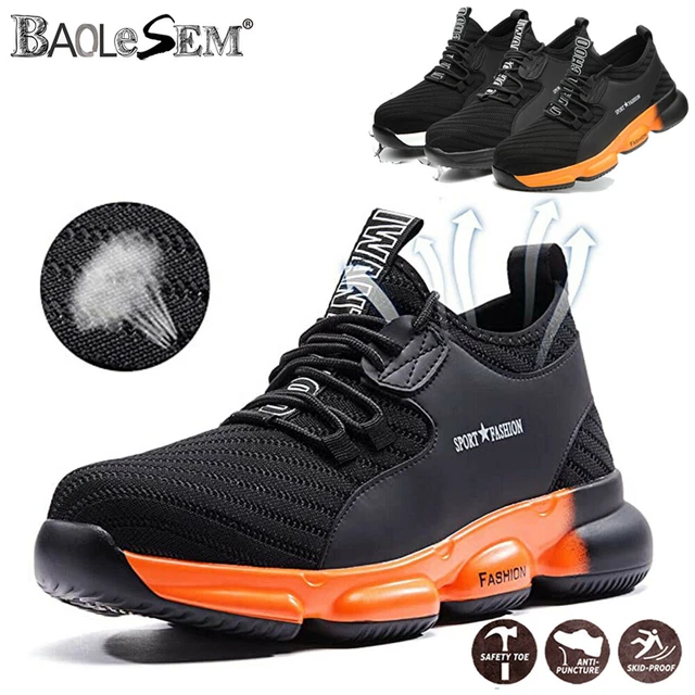 MENS MESH SAFETY Shoes Steel Toe Cap Work Boots Lightweight Safety ...