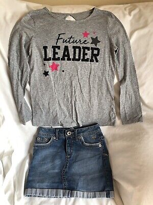 Justice Girls Size 12 Slim Denim Skirt / Future Leader Outfit