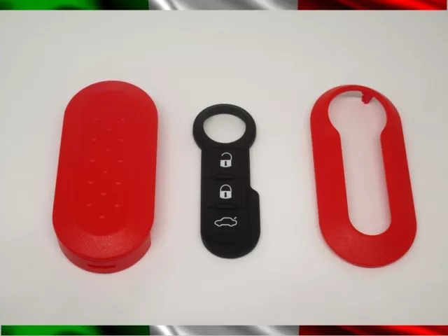 COVER GUSCIO CHIAVE e TASTI FIAT 500 PUNTO BRAVO PANDA 500L rossa LANCIA DELTA