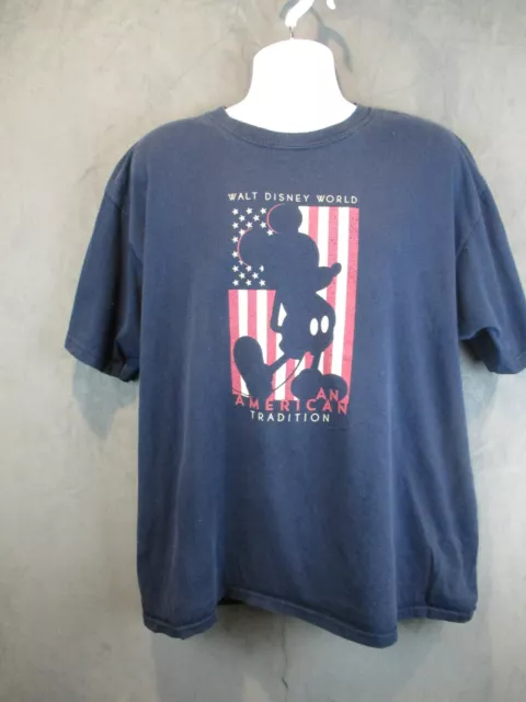VINTAGE DISNEY WORLD T Shirt Mens XL Blue American Flag Mickey Mouse ...
