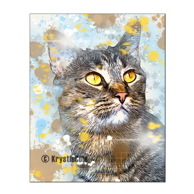 Brown Tabby Cat Art Print on PAPER or CANVAS. Artwork by Krystle Cole