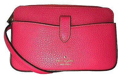 Kate Spade Crossbody Small Tab Bag Purse Phone Wallet Leila Bright Pink Rose