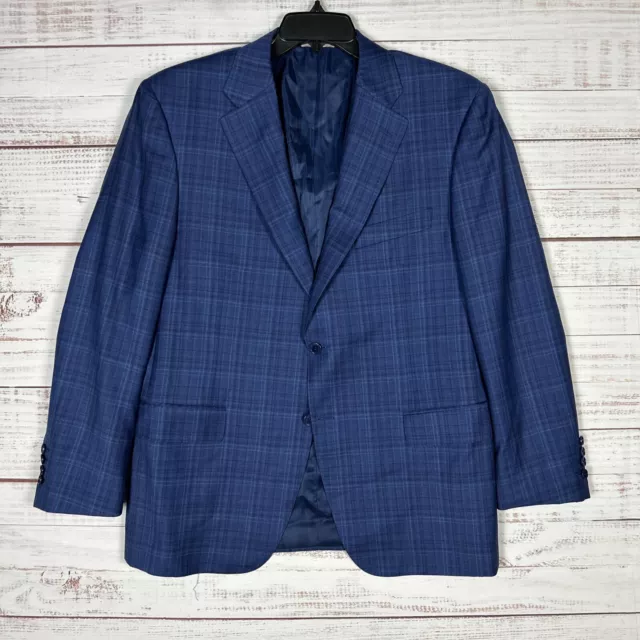 Canali 1934 Mens Blazer 43R Wool Sport Coat Blue Pink Check Plaid Italy Current