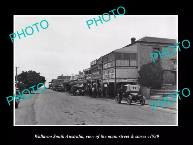 OLD LARGE HISTORIC PHOTO OF WALLAROO SOUTH AUSTRALIA THE MAIN St & STORES c1930