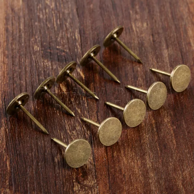 100 x Flat Upholstery Nails Sofa Door Stud Tacks Pins Antique Furniture Hardware