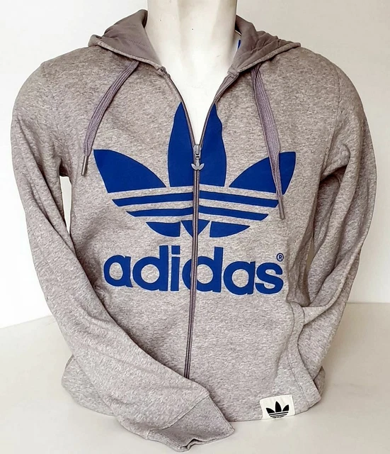 Mens Retro Original Adidas Fleece, Fullzip Hoodie, Adi Dassler, Grey, Uk S