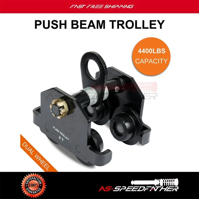 BLACK PUSH BEAM Trolley Hoist Winch Crane Lift 2 Ton Fits IBeam 1pcs