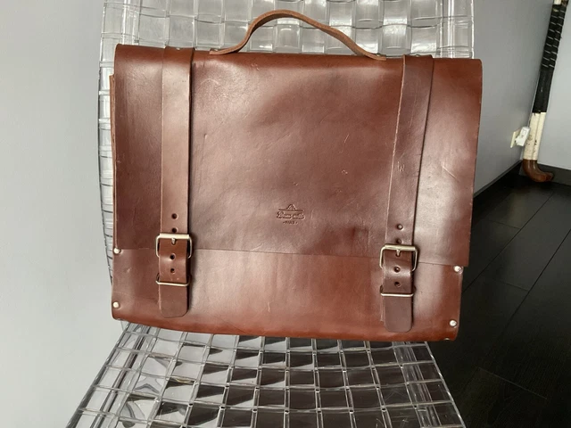 Sacoche Cartable En Cuir Havane - Marque Jelen - Fabriqué En France - Neuf Avec étiquettes
