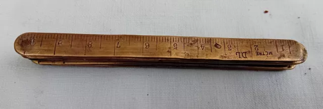 ancien petit  METRE Pliant en laiton outil objet de métier