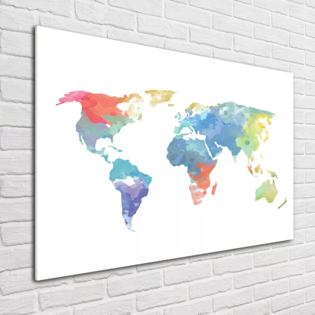 Impresión Cuadros Imagen En Vidrio Templado 100x70 mapa del mundo
