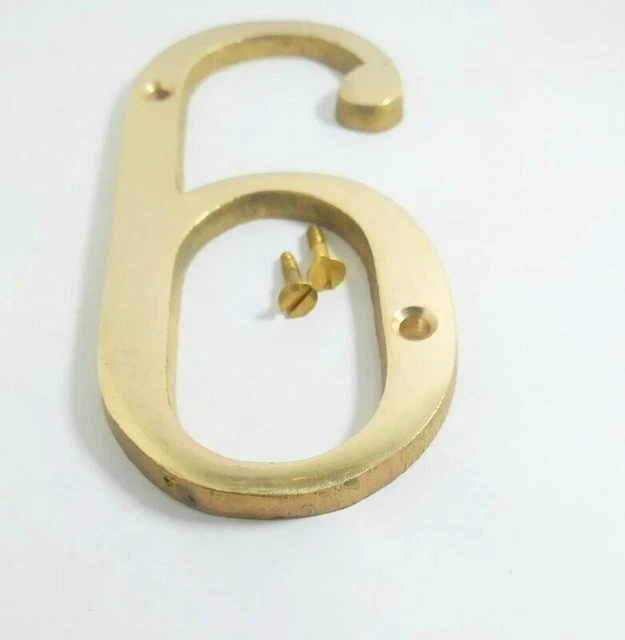 76 mm decorazioni per la casa 7,6 cm di altezza in ottone numero civico '6'...