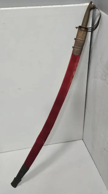 Vintage Ceremonial Sword India Persian Red Velvet Sheath 30” Blade Antique Rare