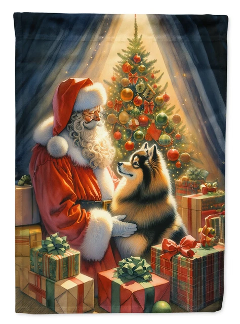 Finnish Spitz and Santa Claus Flag Canvas House Size DAC4109CHF