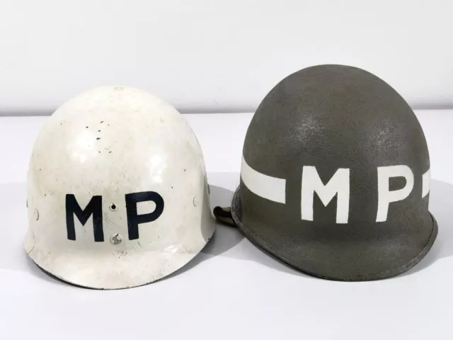 U.S. 2. Weltkrieg, Stahlhelm "MP" Militärpolizei. Originaler Helm und Innenhelm