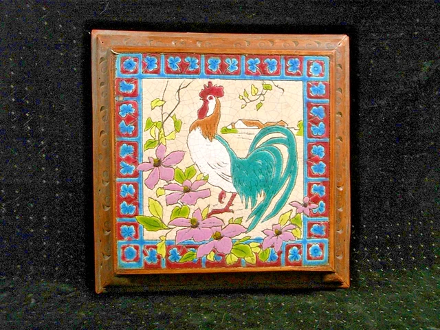 ANCIEN DESSOUS DE plat carré en barbotine EUR 40,00