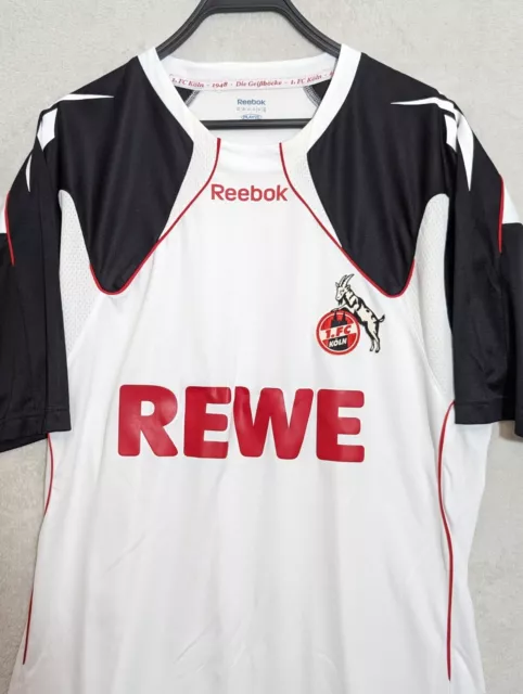 1. Camiseta deportiva FC Colonia XL 2010-11 Rewe Away blanca para hombre Reebok Bundesliga 3